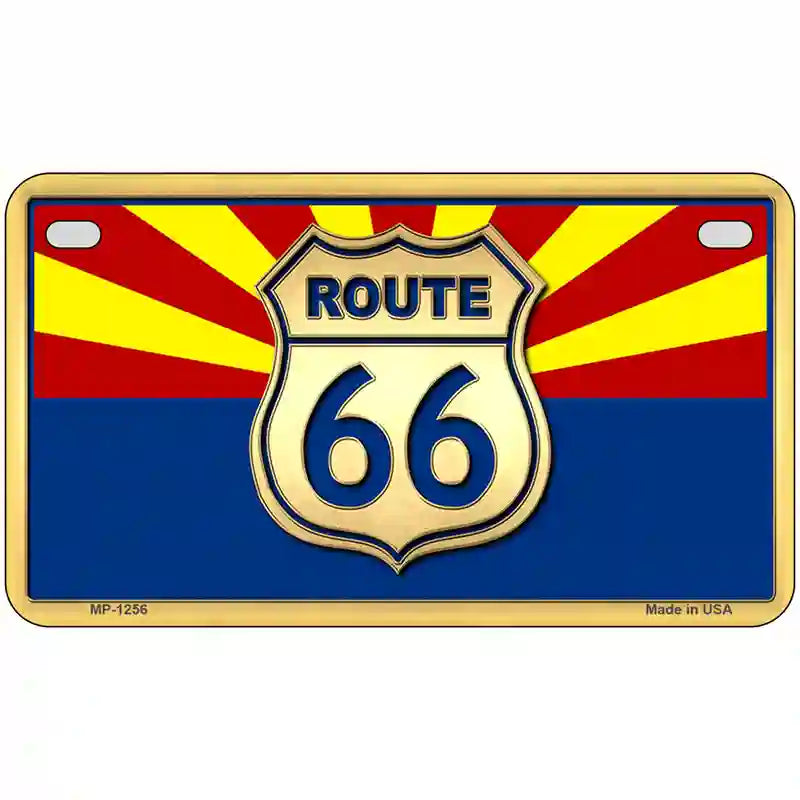 Route 66 Arizona State Flag Novelty Metal License Plate 7" x 4" (MP)