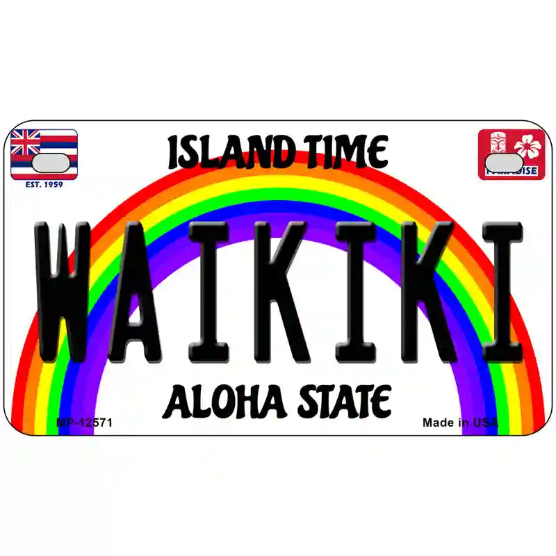 Waikiki Hawaii Novelty Metal License Plate 7" x 4" (MP)