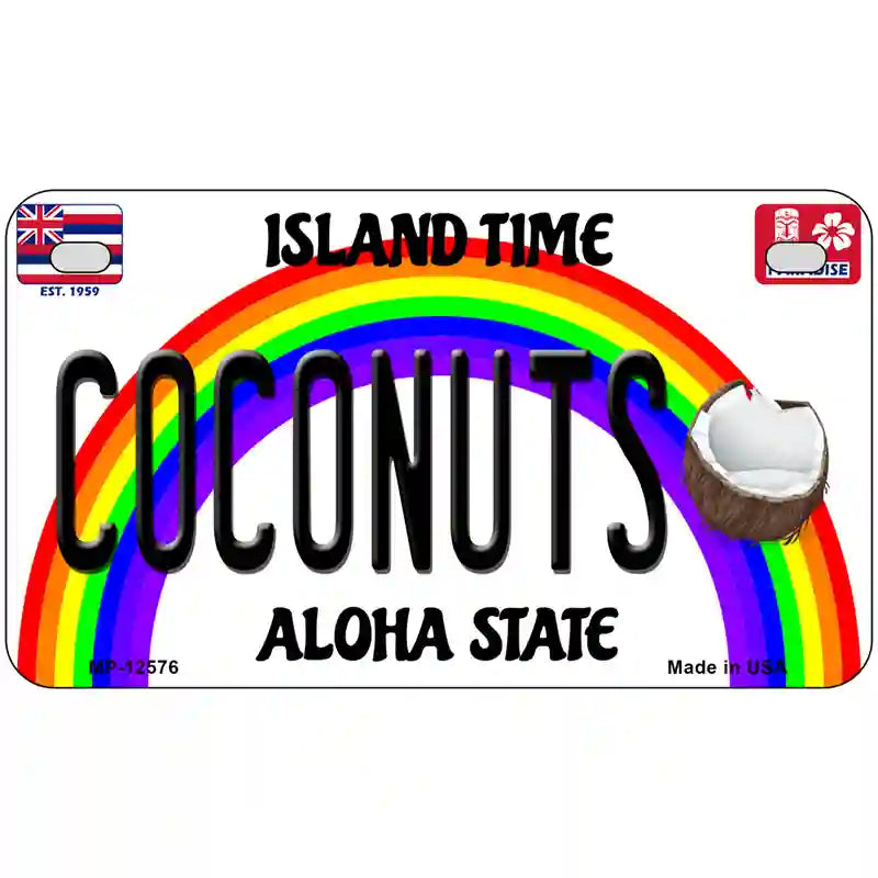 Coconuts Hawaii Novelty Metal License Plate 7" x 4" (MP)