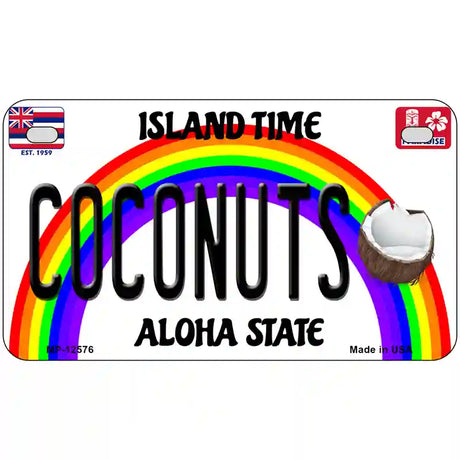 Coconuts Hawaii Novelty Metal License Plate 7" x 4" (MP)