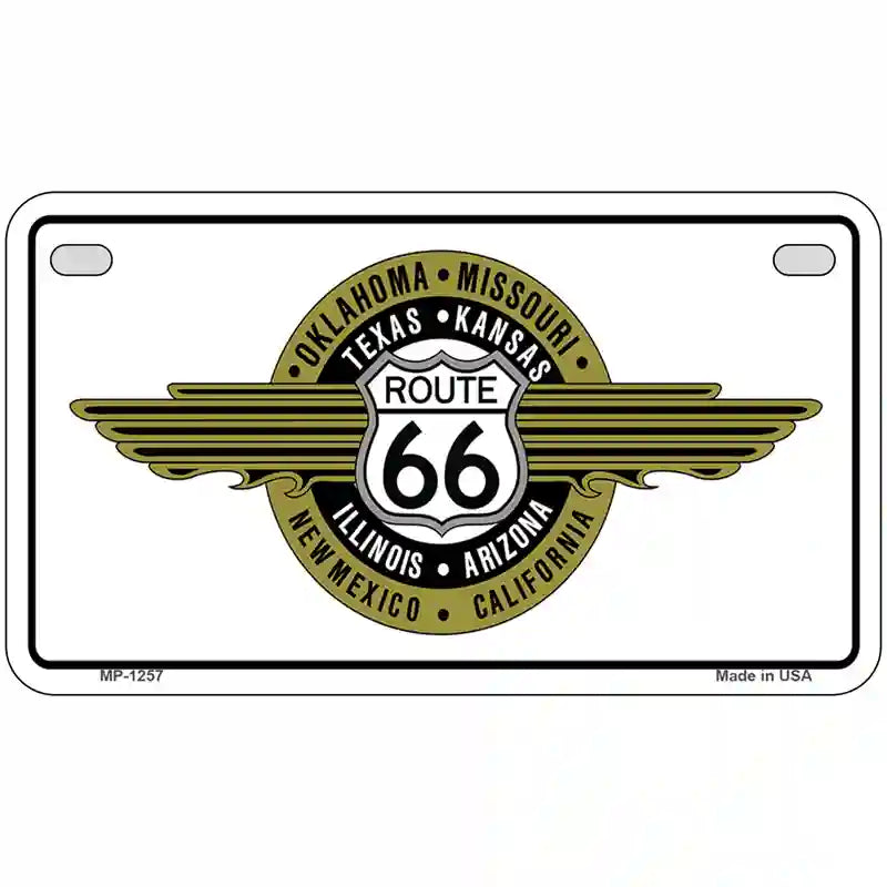 Route 66 Shield Emblem Novelty Metal License Plate 7" x 4" (MP)