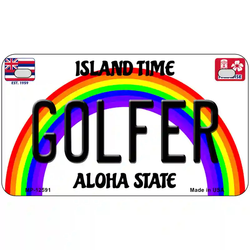 Golfer Hawaii Novelty Metal License Plate 7" x 4" (MP)