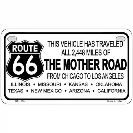 Route 66 Mother Road Novelty Metal License Plate 7" x 4" (MP)