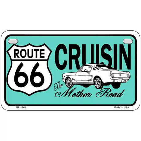 Route 66 Retro Cruisin Novelty Metal License Plate 7" x 4" (MP)