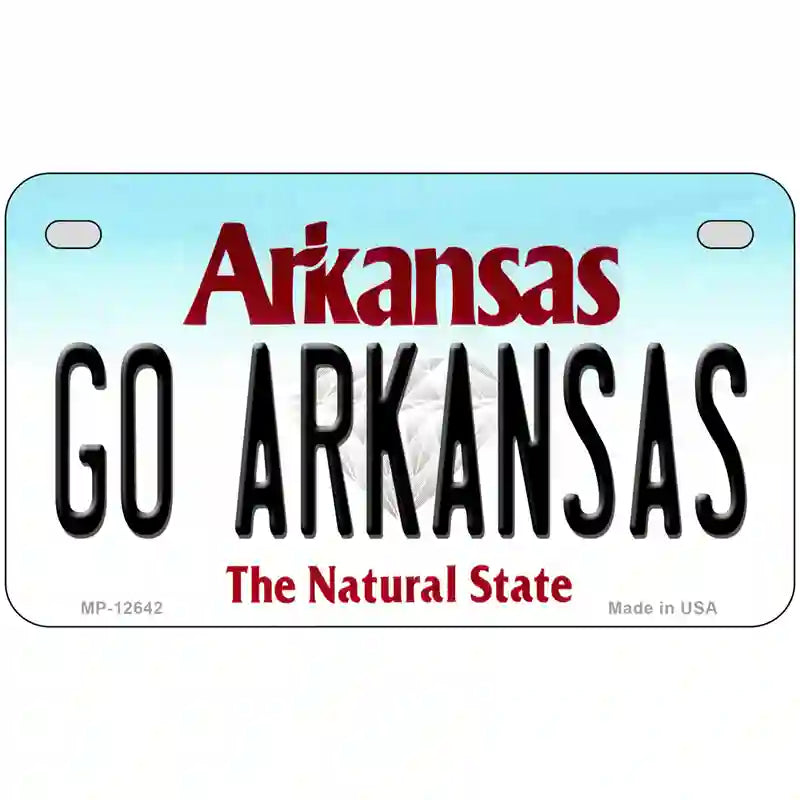 Go Arkansas Novelty Metal License Plate 7" x 4" (MP)