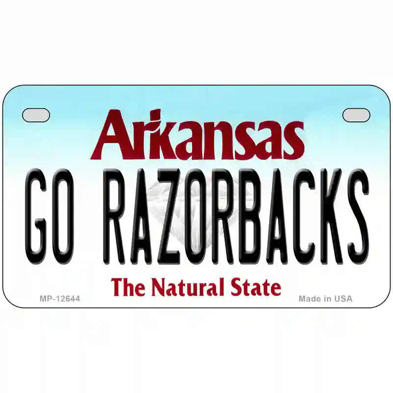 Go Razorbacks Novelty Metal License Plate 7" x 4" (MP)