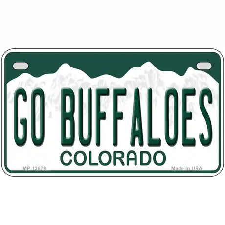 Go Buffaloes Novelty Metal License Plate 7" x 4" (MP)