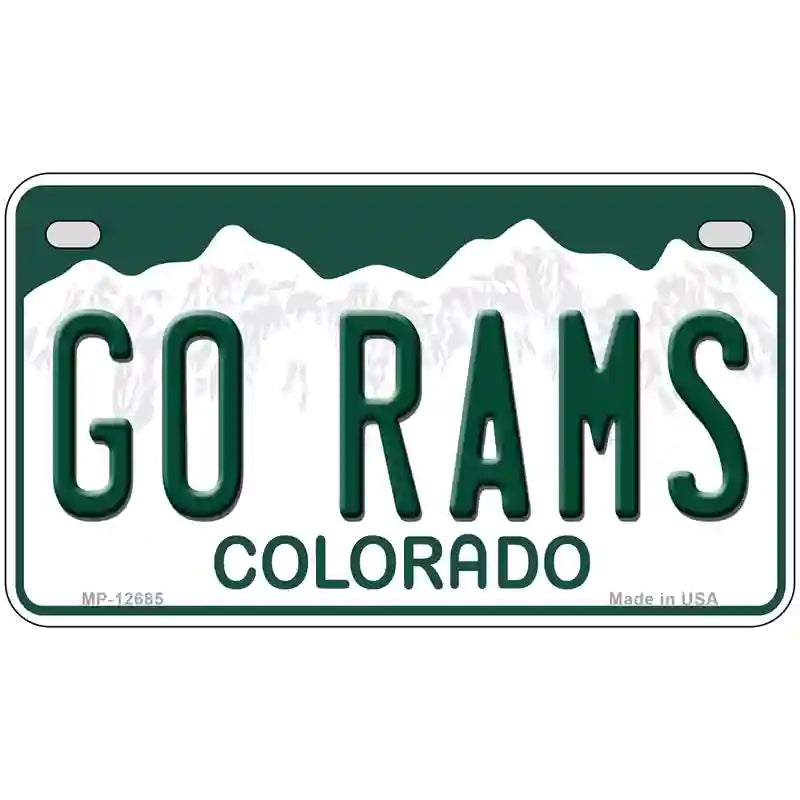 Go Rams Novelty Metal License Plate 7" x 4" (MP)