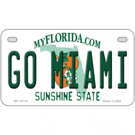 Go Miami Novelty Metal License Plate 7" x 4" (MP)