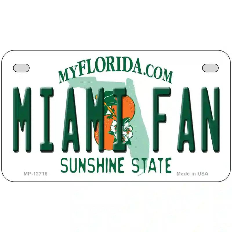 Miami Fan Novelty Metal License Plate 7" x 4" (MP)