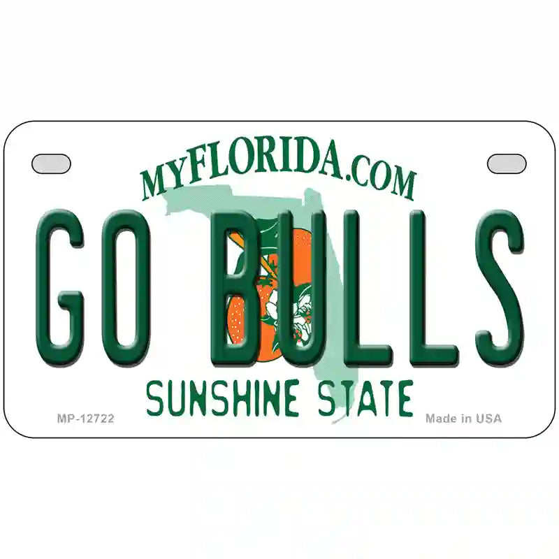 Go Bulls Novelty Metal License Plate 7" x 4" (MP)