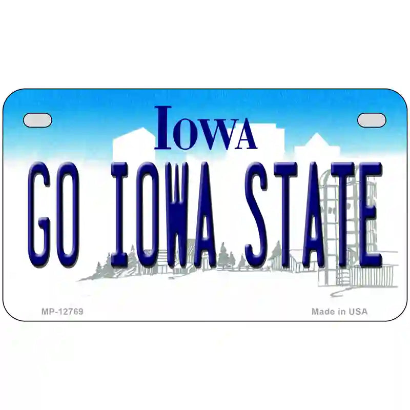 Go Iowa State Novelty Metal License Plate Tag 7" x 4" (MP)