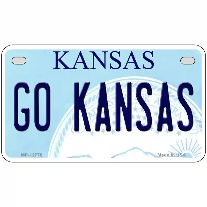 Go Kansas Novelty Metal License Plate Tag 7" x 4" (MP)