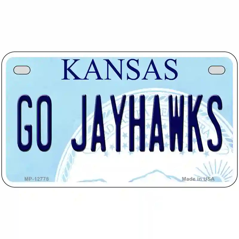 Go Jayhawks Novelty Metal License Plate Tag 7" x 4" (MP)