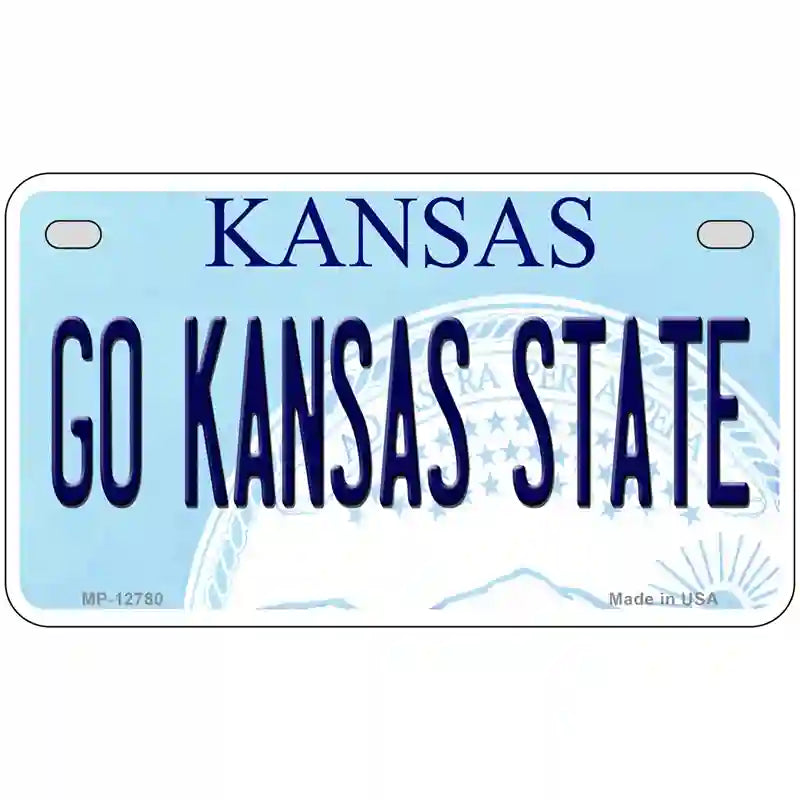 Go Kansas State Novelty Metal License Plate Tag 7" x 4" (MP)