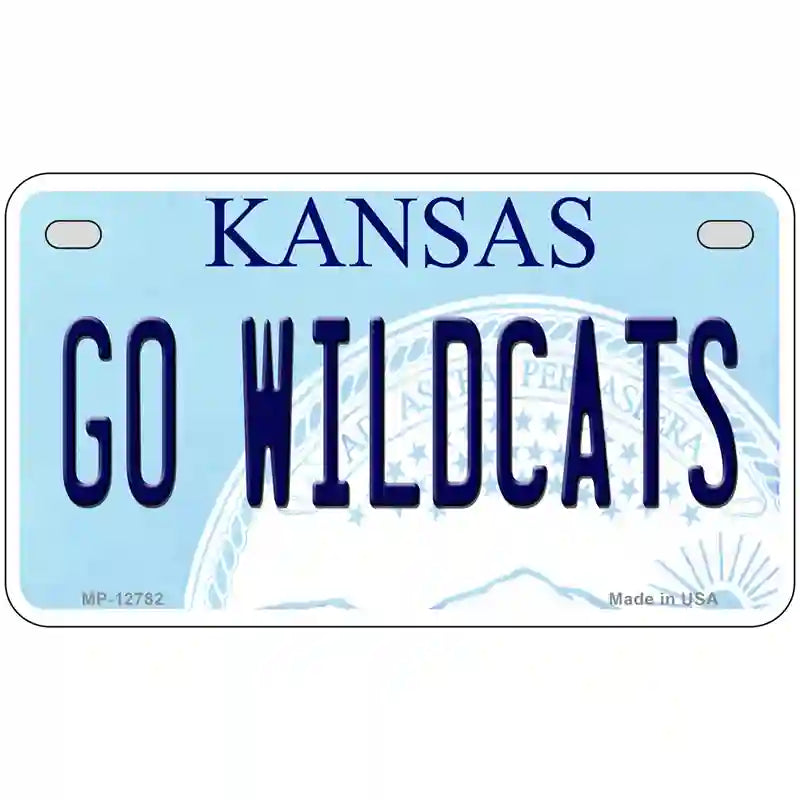 Go Wildcats Kansas Novelty Metal License Plate Tag 7" x 4" (MP)