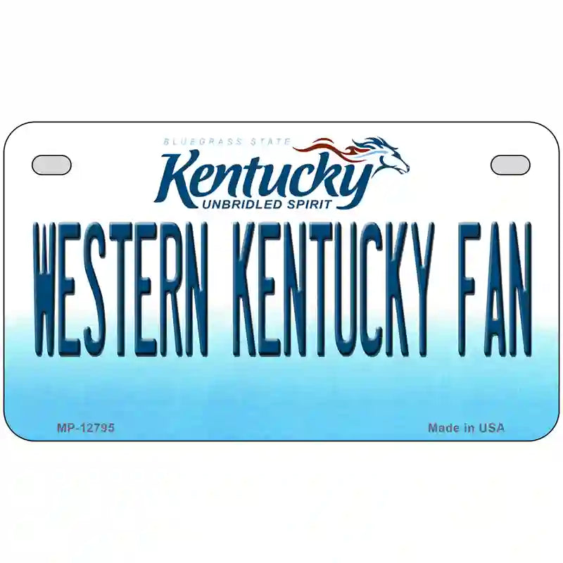 Western Kentucky Fan Novelty Metal License Plate Tag 7" x 4" (MP)