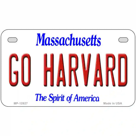 Go Harvard Novelty Metal License Plate 7" x 4" (MP)