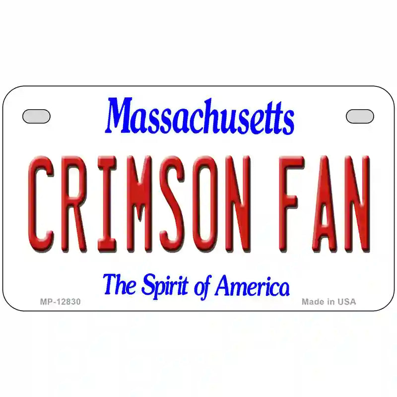 Crimson Fan Novelty Metal License Plate 7" x 4" (MP)