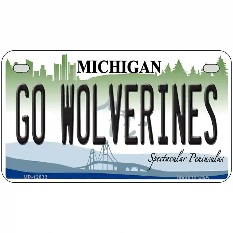 Go Wolverines Novelty Metal License Plate 7" x 4" (MP)