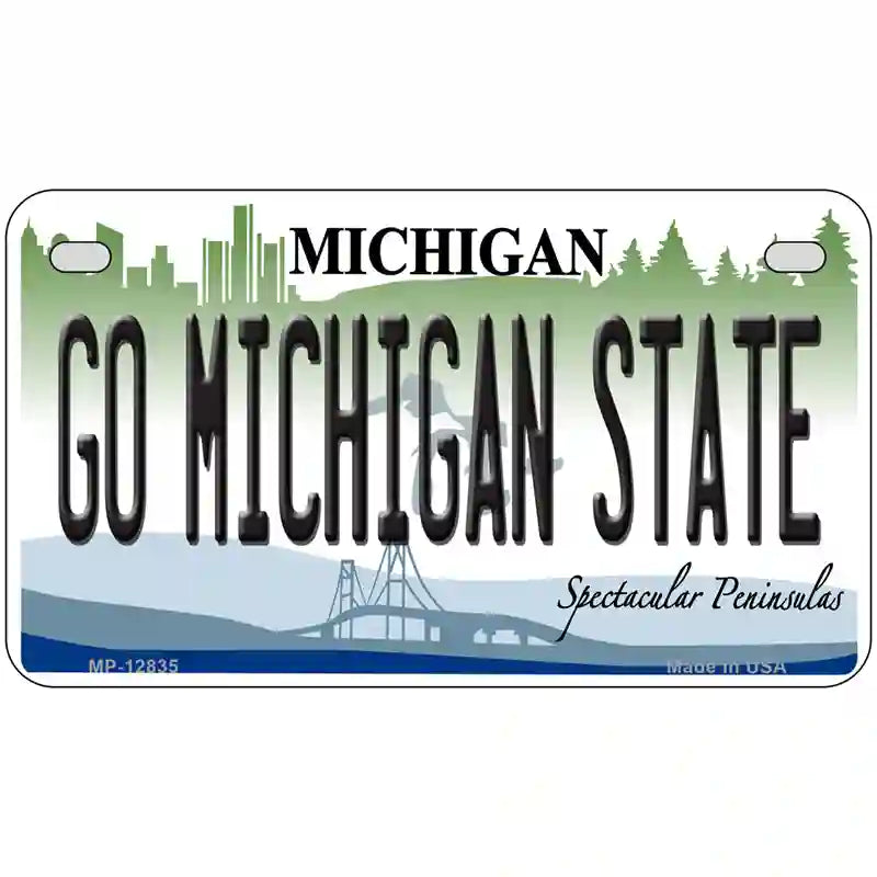 Go Michigan State Novelty Metal License Plate 7" x 4" (MP)