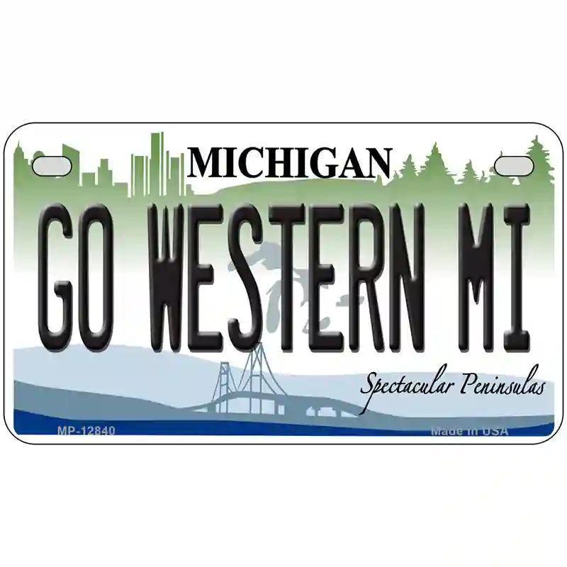 Go Western Michigan Novelty Metal License Plate 7" x 4" (MP)