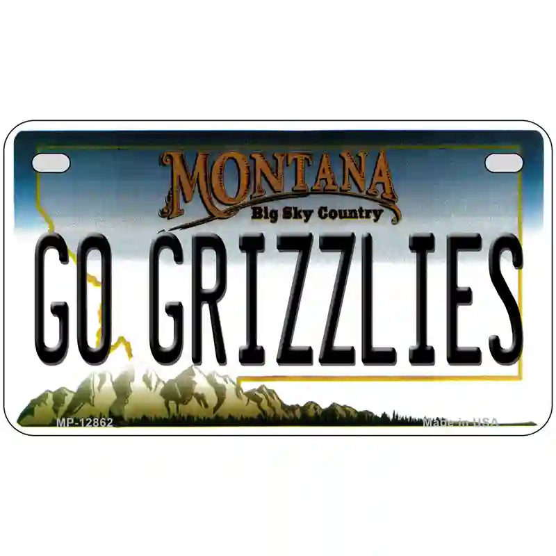 Go Grizzlies Novelty Metal License Plate 7" x 4" (MP)