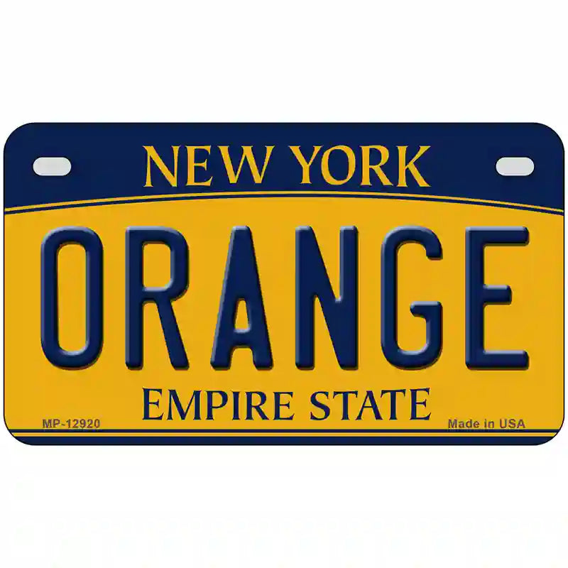 Orange Novelty Metal License Plate 7" x 4" (MP)