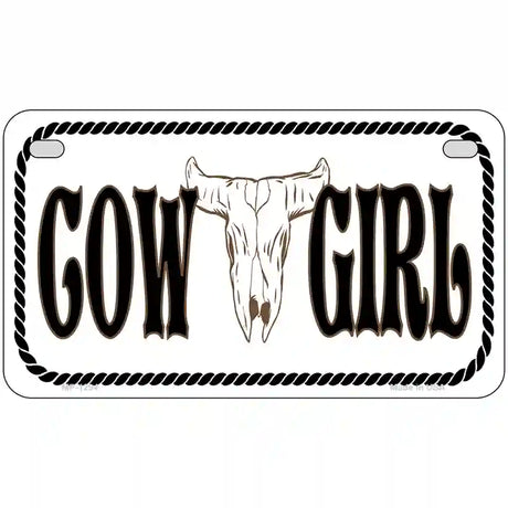 Cowgirl with Cow Skull Novelty Metal License Plate 7" x 4" (MP)