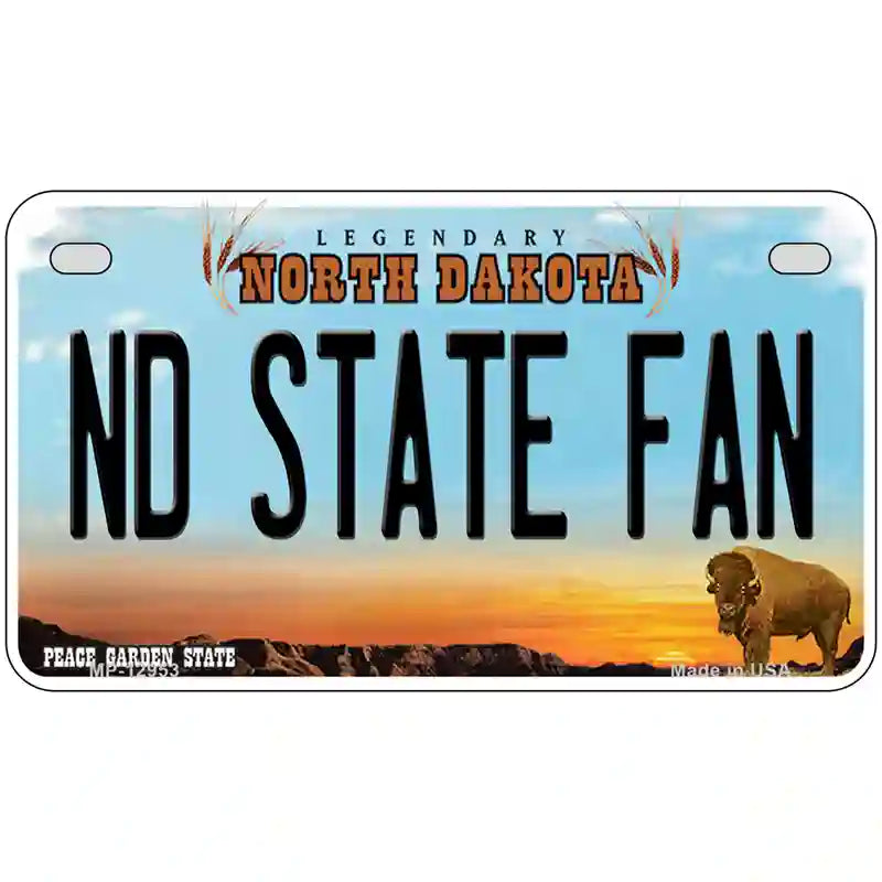 North Dakota State Fan Novelty Metal License Plate 7" x 4" (MP)