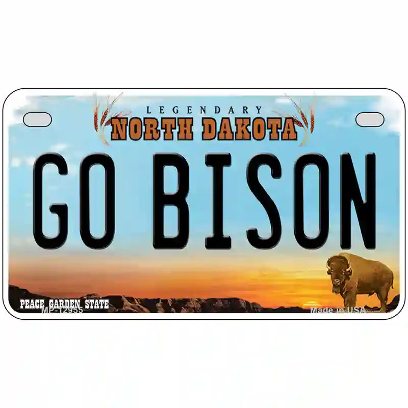 Go Bison Novelty Metal License Plate 7" x 4" (MP)