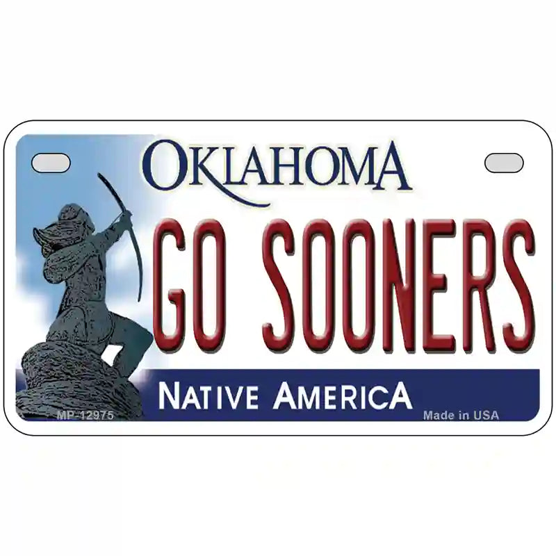 Go Sooners Novelty Metal License Plate 7" x 4" (MP)