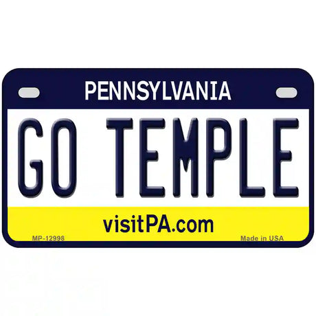 Go Temple Novelty Metal License Plate 7" x 4" (MP)