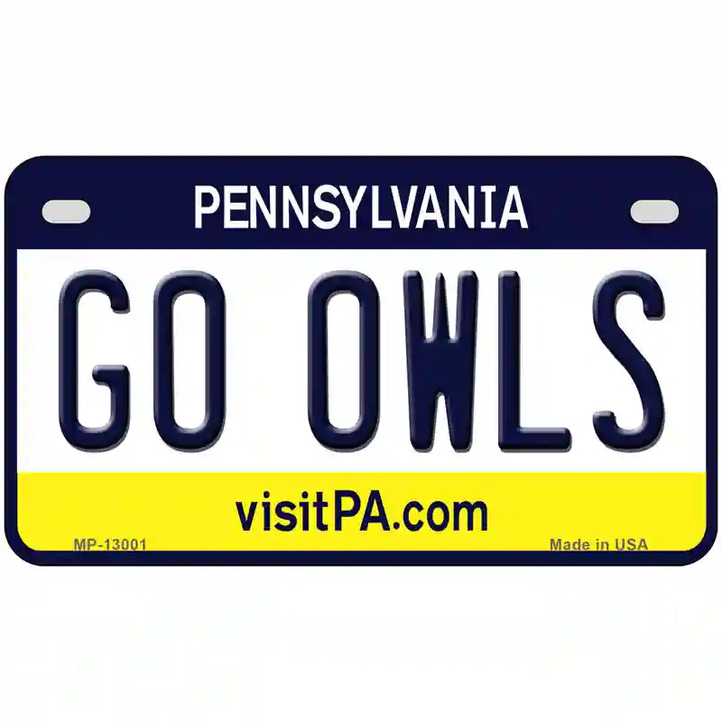 Go Owls Novelty Metal License Plate 7" x 4" (MP)