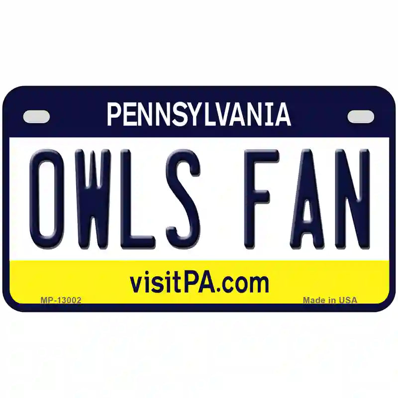 Owls Fan Novelty Metal License Plate 7" x 4" (MP)