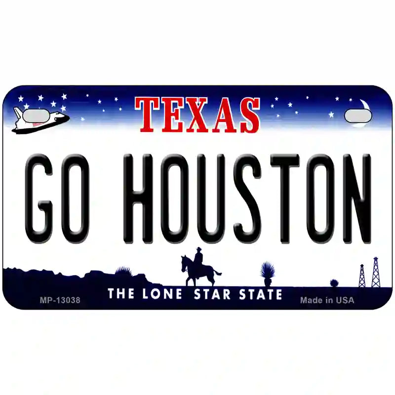 Go Houston Novelty Metal License Plate 7" x 4" (MP)