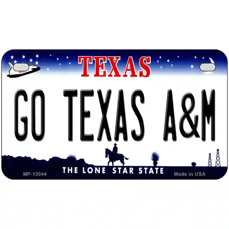 Go Texas A&M Novelty Metal License Plate 7" x 4" (MP)