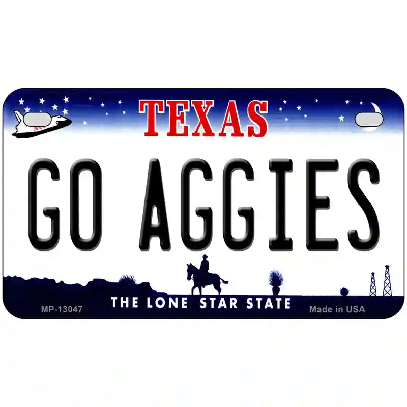 Go Aggies Texas Novelty Metal License Plate 7" x 4" (MP)