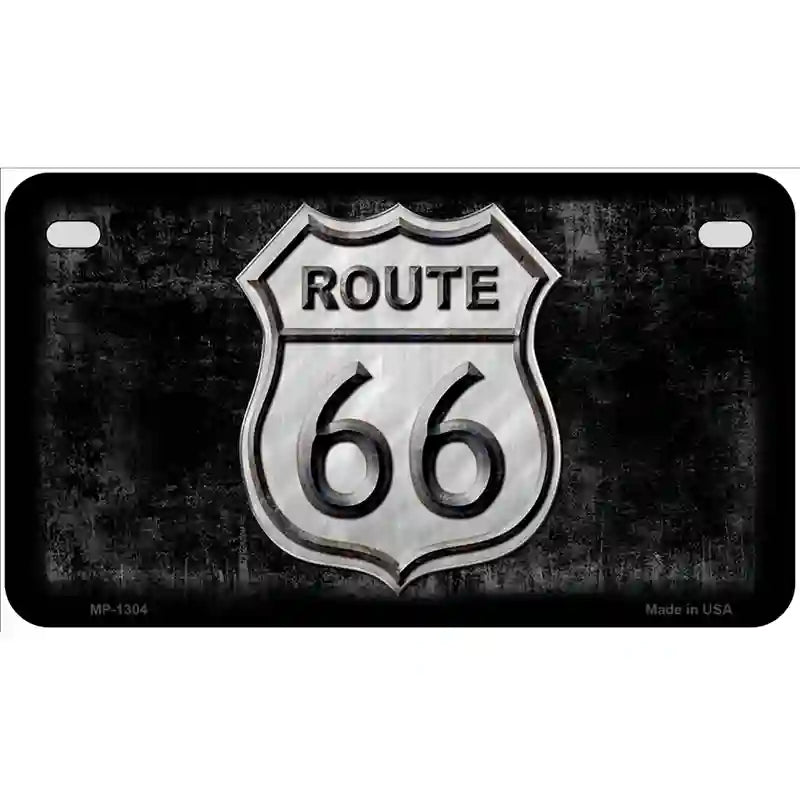 Route 66 Black & White Novelty Metal License Plate 7" x 4" (MP)