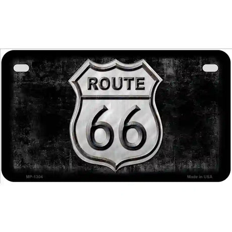 Route 66 Black & White Novelty Metal License Plate 7" x 4" (MP)