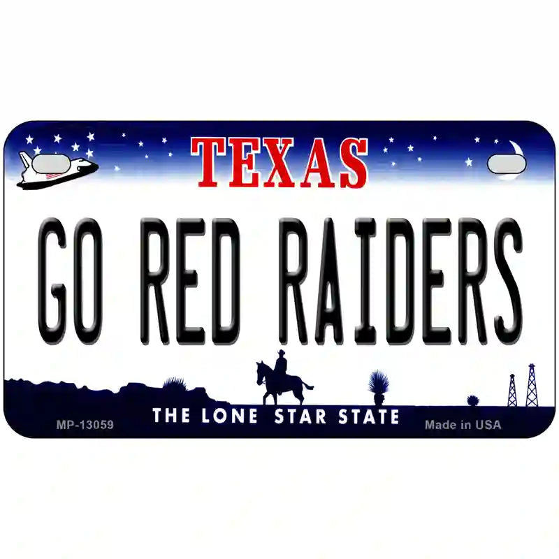 Go Red Raiders Novelty Metal License Plate 7" x 4" (MP)