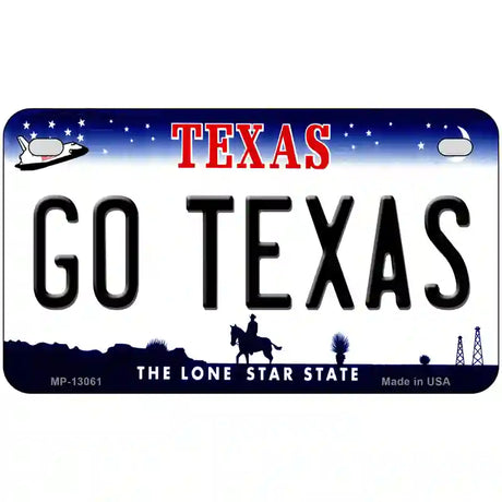 Go Texas Novelty Metal License Plate 7" x 4" (MP)