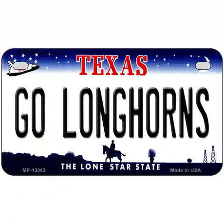 Go Longhorns Novelty Metal License Plate 7" x 4" (MP)