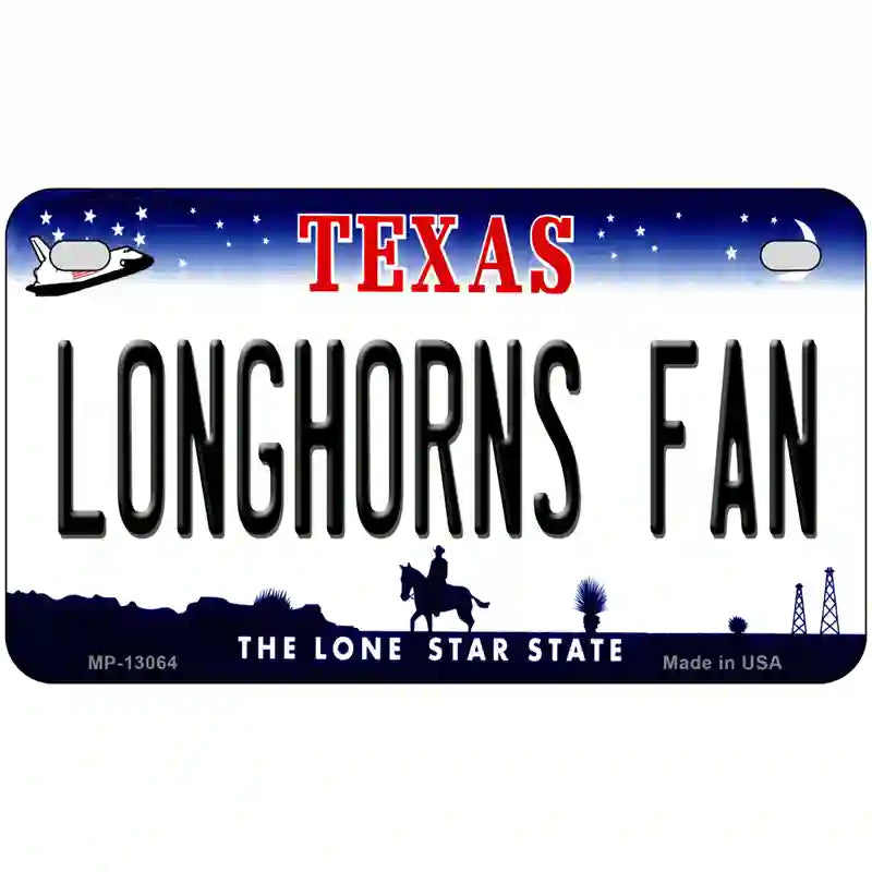 Longhorns Fan Novelty Metal License Plate 7" x 4" (MP)