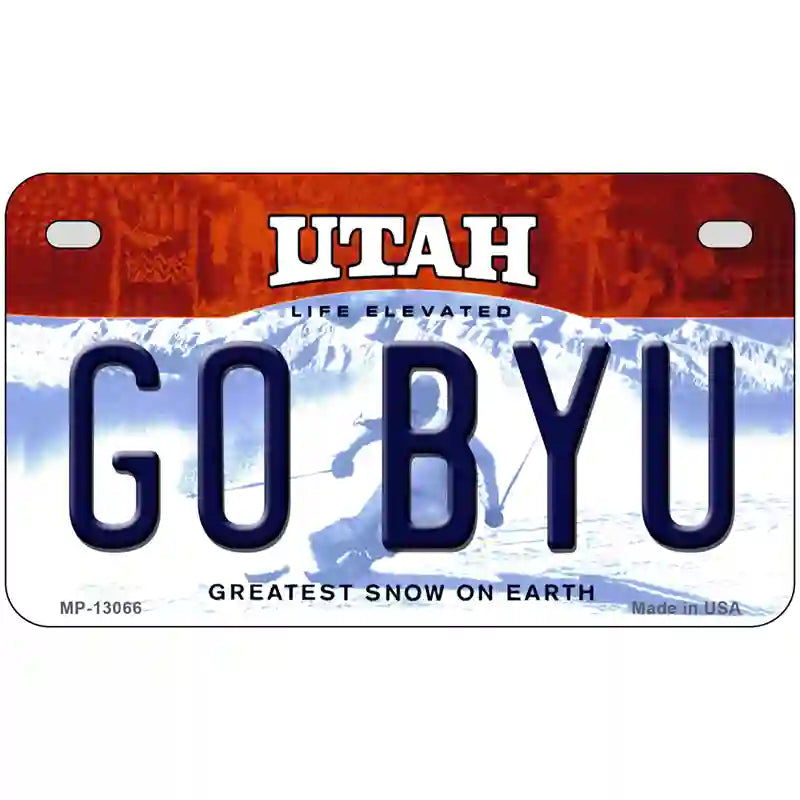 Go BYU Novelty Metal License Plate 7" x 4" (MP)