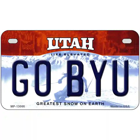 Go BYU Novelty Metal License Plate 7" x 4" (MP)