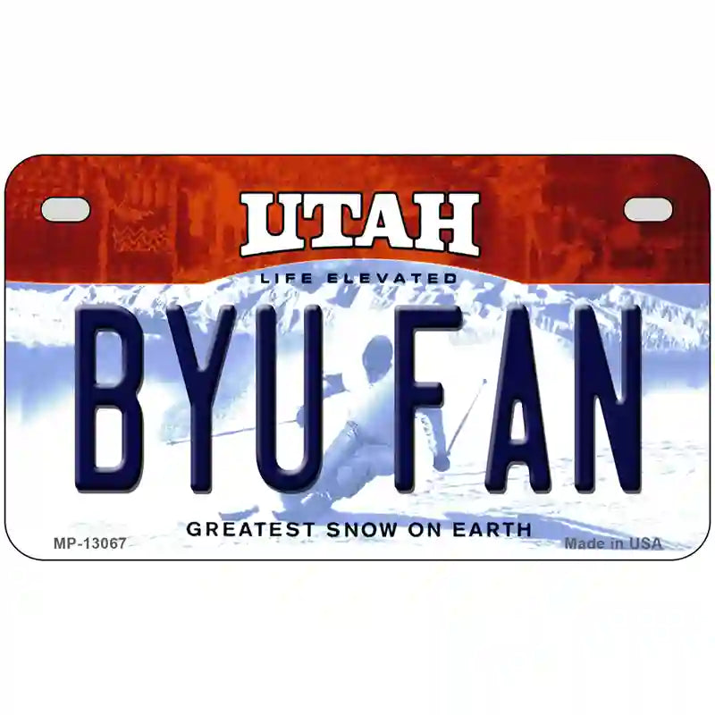 BYU Fan Novelty Metal License Plate 7" x 4" (MP)