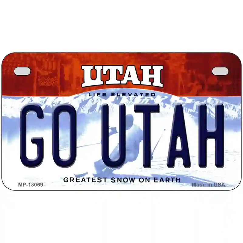 Go Utah Novelty Metal License Plate 7" x 4" (MP)