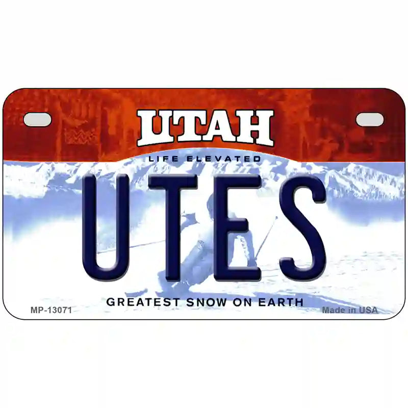 Utes Novelty Metal License Plate 7" x 4" (MP)