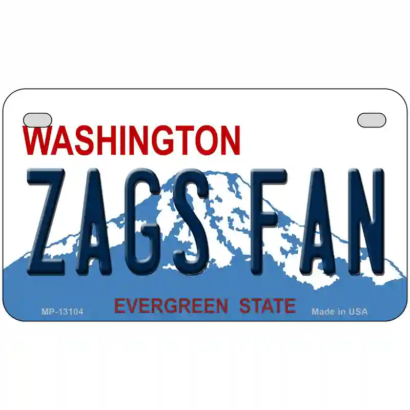 Zags Fan Novelty Metal License Plate 7" x 4" (MP)